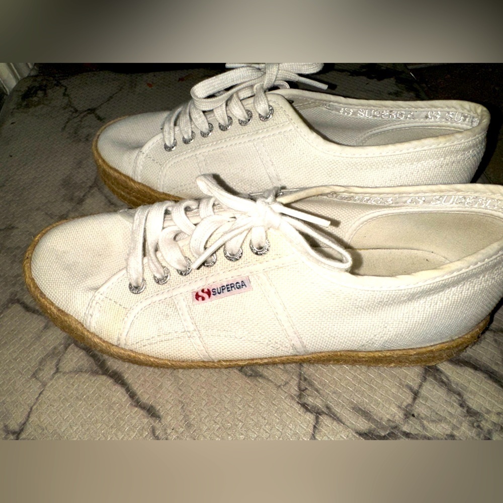Superga women’s espadrille lace up sneakers vacation boho summer 9.5